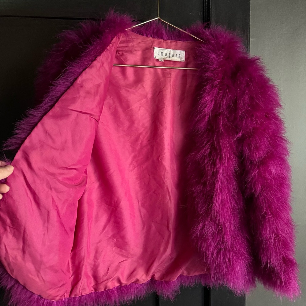 Fuchsia Feather Statement Jacket | Size 10 - Picture 4 of 9